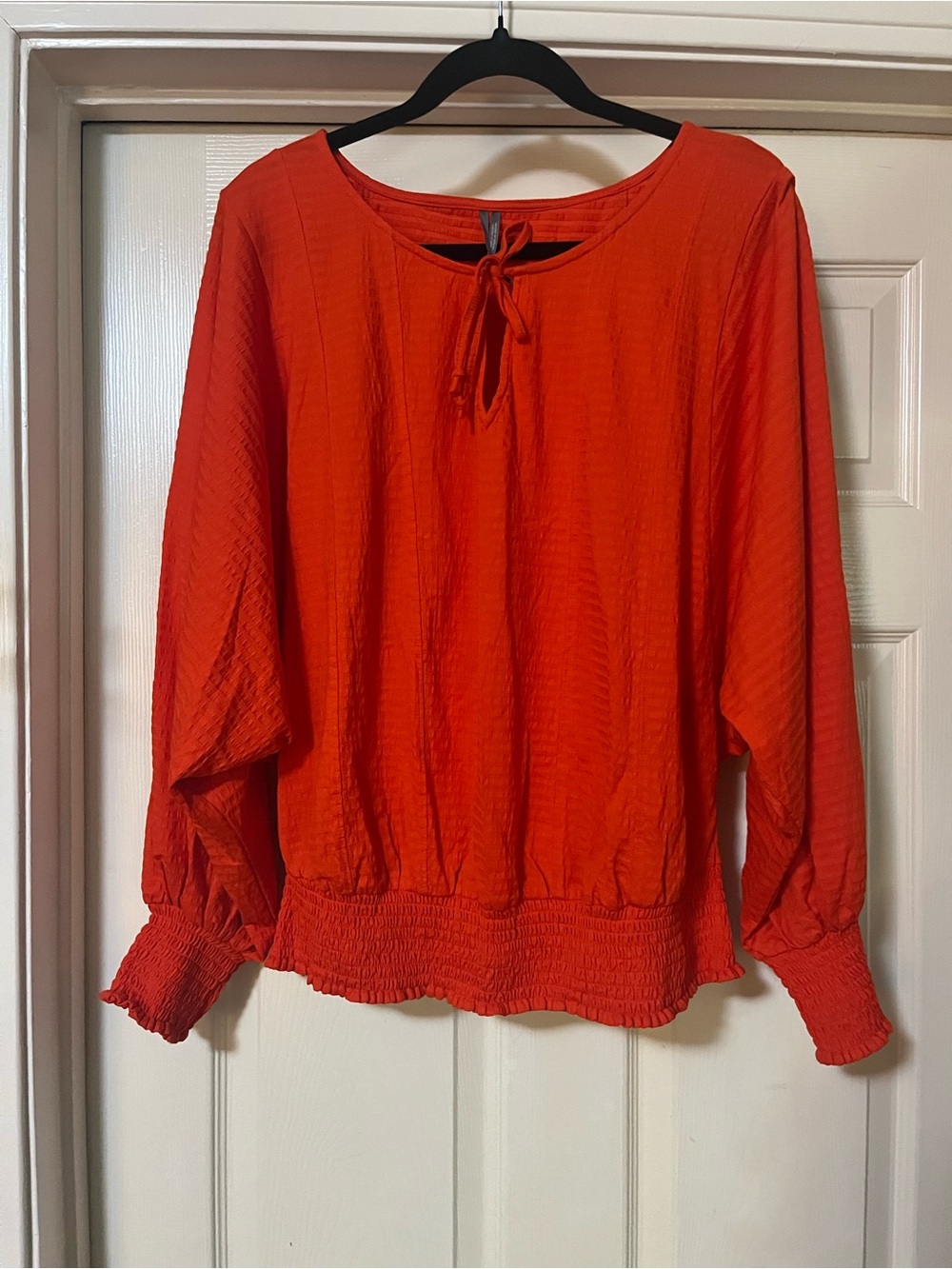 EUC By Anthropologie Rebecca Smocked Dolman Sleeve Blouse Orange Large